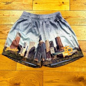 Inaka Power Gym Workout Mesh Shorts Houston City Skyline